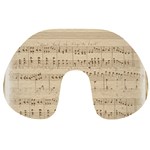 Vintage Beige Music Notes Travel Neck Pillow Back