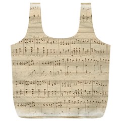 Vintage Beige Music Notes Full Print Recycle Bag (xl) by Cendanart