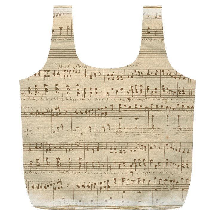 Vintage Beige Music Notes Full Print Recycle Bag (XL)