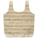 Vintage Beige Music Notes Full Print Recycle Bag (XL) Back