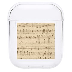 Vintage Beige Music Notes Hard Pc Airpods 1/2 Case by Cendanart