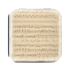 Vintage Beige Music Notes Square Metal Box (black) by Cendanart