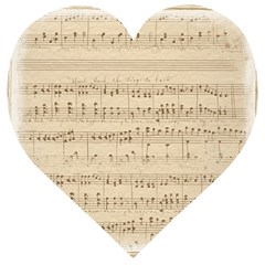 Vintage Beige Music Notes Wooden Puzzle Heart by Cendanart