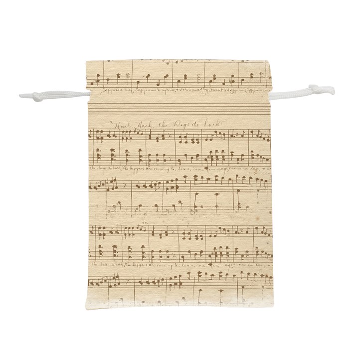 Vintage Beige Music Notes Lightweight Drawstring Pouch (L)