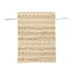 Vintage Beige Music Notes Lightweight Drawstring Pouch (L) Back