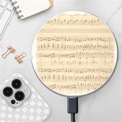 Vintage Beige Music Notes Wireless Fast Charger(white) by Cendanart