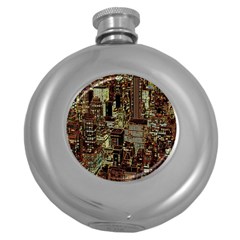 Photo New York City Skyscrapers Round Hip Flask (5 Oz) by Cendanart