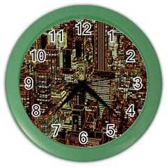 Photo New York City Skyscrapers Color Wall Clock by Cendanart