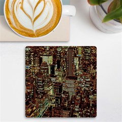 Photo New York City Skyscrapers Uv Print Square Tile Coaster  by Cendanart