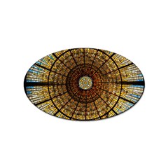 Barcelona Glass Window Stained Glass Sticker (oval) by Cendanart