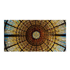 Barcelona Glass Window Stained Glass Satin Wrap 35  X 70  by Cendanart