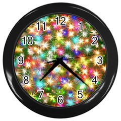 Star Colorful Christmas Abstract Wall Clock (black) by Cendanart