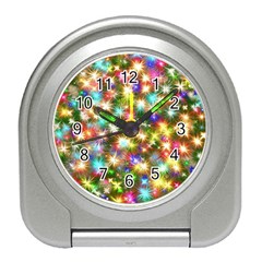 Star Colorful Christmas Abstract Travel Alarm Clock by Cendanart