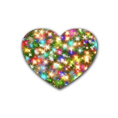 Star Colorful Christmas Abstract Rubber Heart Coaster (4 Pack) by Cendanart