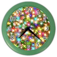 Star Colorful Christmas Abstract Color Wall Clock by Cendanart