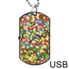 Star Colorful Christmas Abstract Dog Tag Usb Flash (two Sides) by Cendanart