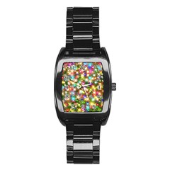 Star Colorful Christmas Abstract Stainless Steel Barrel Watch by Cendanart