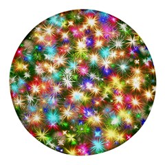 Star Colorful Christmas Abstract Round Glass Fridge Magnet (4 Pack)