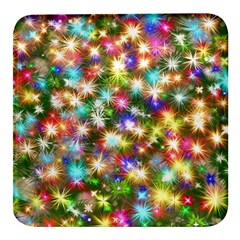 Star Colorful Christmas Abstract Square Glass Fridge Magnet (4 Pack)