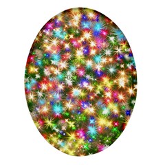 Star Colorful Christmas Abstract Oval Glass Fridge Magnet (4 Pack)