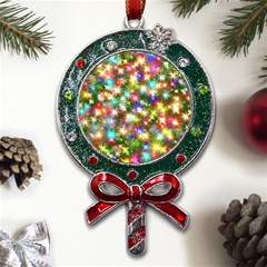 Star Colorful Christmas Abstract Metal X mas Lollipop With Crystal Ornament by Cendanart