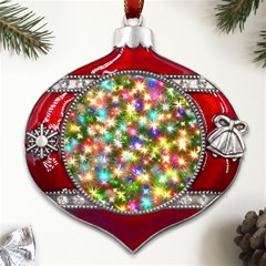 Star Colorful Christmas Abstract Metal Snowflake And Bell Red Ornament