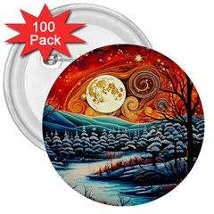 Winter Wonderland Landscape Nature 3  Buttons (100 Pack)  by Bedest