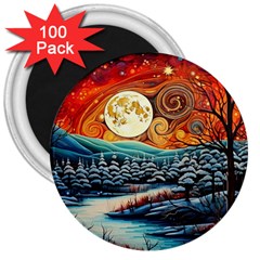 Winter Wonderland Landscape Nature 3  Magnets (100 Pack) by Bedest