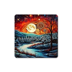 Winter Wonderland Landscape Nature Square Magnet by Bedest