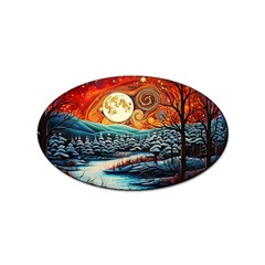 Winter Wonderland Landscape Nature Sticker Oval (10 Pack) by Bedest