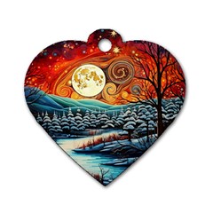 Winter Wonderland Landscape Nature Dog Tag Heart (one Side) by Bedest