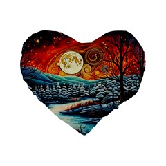 Winter Wonderland Landscape Nature Standard 16  Premium Heart Shape Cushions by Bedest