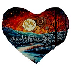 Winter Wonderland Landscape Nature Large 19  Premium Heart Shape Cushions