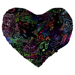 Psychodelic Absract Large 19  Premium Heart Shape Cushions by Bedest