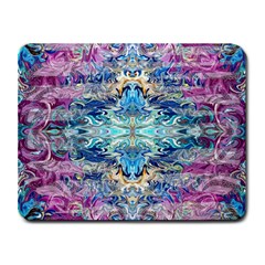 Magenta On Cobalt Arabesque Small Mousepad by kaleidomarblingart