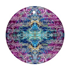 Magenta On Cobalt Arabesque Ornament (round) by kaleidomarblingart