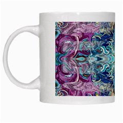 Magenta On Cobalt Arabesque White Mug by kaleidomarblingart