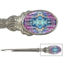 Magenta On Cobalt Arabesque Letter Opener by kaleidomarblingart