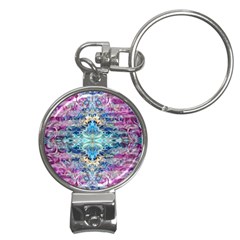 Magenta On Cobalt Arabesque Nail Clippers Key Chain by kaleidomarblingart