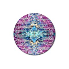 Magenta On Cobalt Arabesque Magnet 3  (round) by kaleidomarblingart