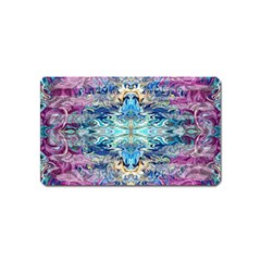 Magenta On Cobalt Arabesque Magnet (name Card) by kaleidomarblingart