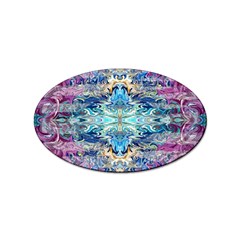 Magenta On Cobalt Arabesque Sticker Oval (10 Pack) by kaleidomarblingart