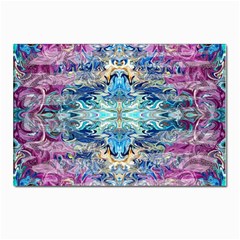 Magenta On Cobalt Arabesque Postcard 4 x 6  (pkg Of 10) by kaleidomarblingart