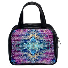 Magenta On Cobalt Arabesque Classic Handbag (two Sides) by kaleidomarblingart