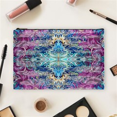 Magenta On Cobalt Arabesque Cosmetic Bag (large) by kaleidomarblingart