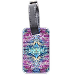 Magenta On Cobalt Arabesque Luggage Tag (two Sides) by kaleidomarblingart