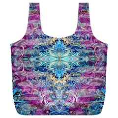 Magenta On Cobalt Arabesque Full Print Recycle Bag (xxl) by kaleidomarblingart