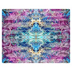 Magenta On Cobalt Arabesque Premium Plush Fleece Blanket (medium) by kaleidomarblingart