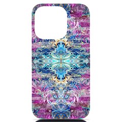 Magenta On Cobalt Arabesque Iphone 14 Pro Black Uv Print Case by kaleidomarblingart