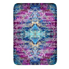 Magenta On Cobalt Arabesque Rectangular Glass Fridge Magnet (4 Pack) by kaleidomarblingart